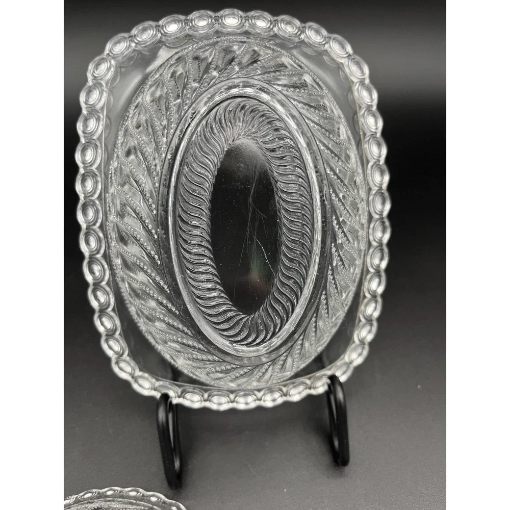 EAPG Beaded Swirl Bowl Set 3 Pieces Early American Pressed Glass